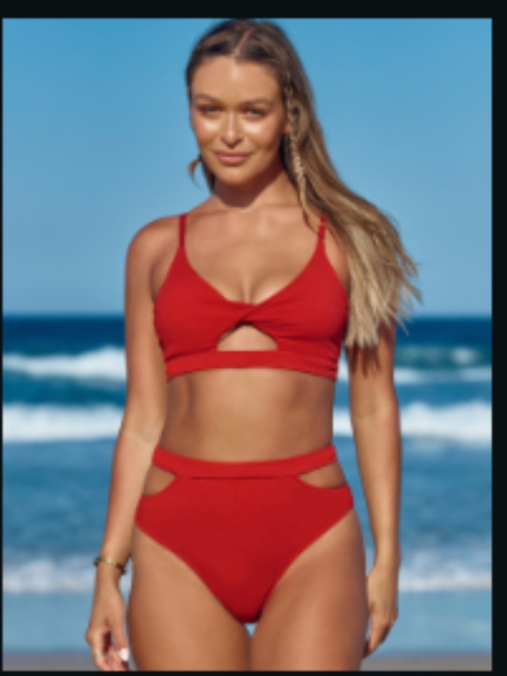 Popvil Front Twist Cutout Red Bikini Set
Red Size:XXL